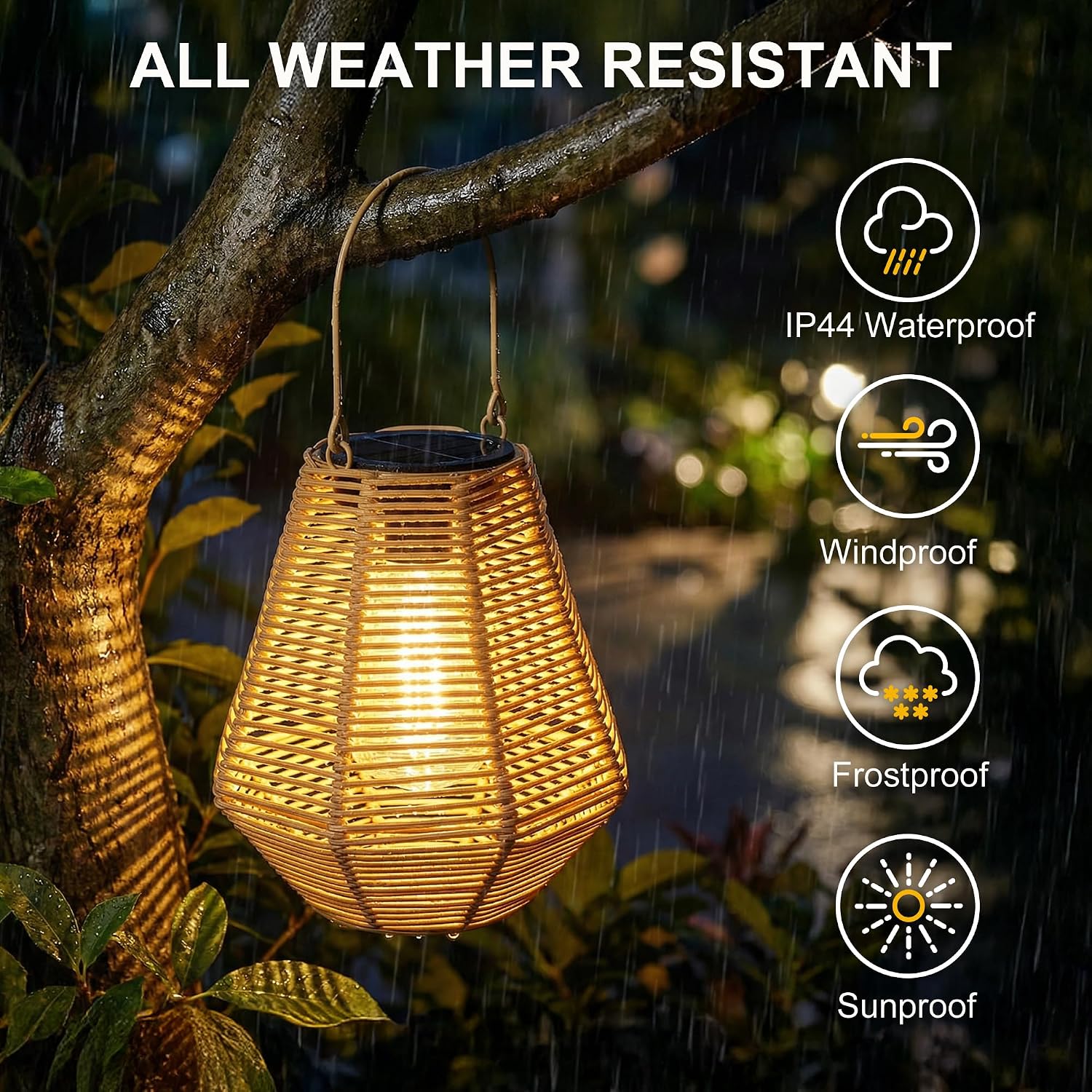 Rattan Hanging Solar Lanterns (2 Pack)