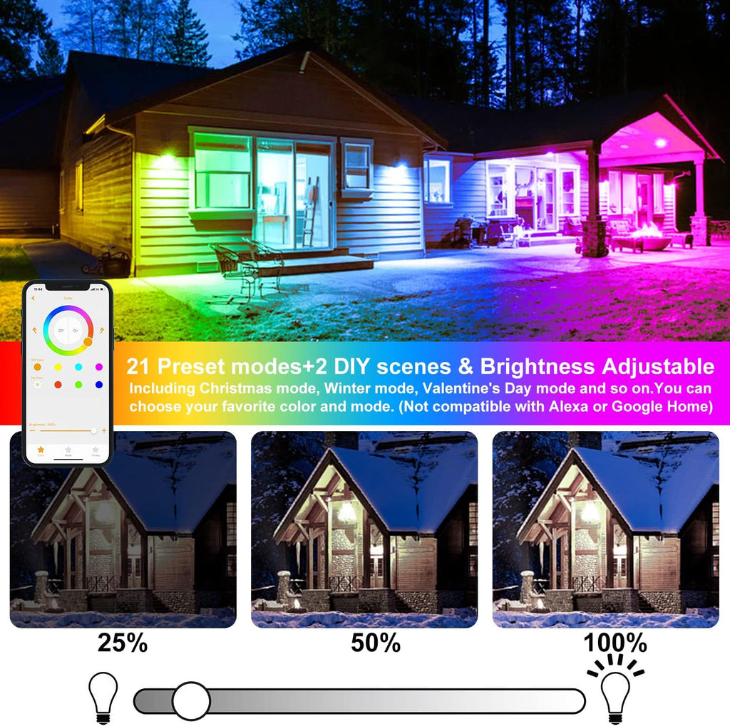 Smart RGB LED Flood Lights 4 Pack