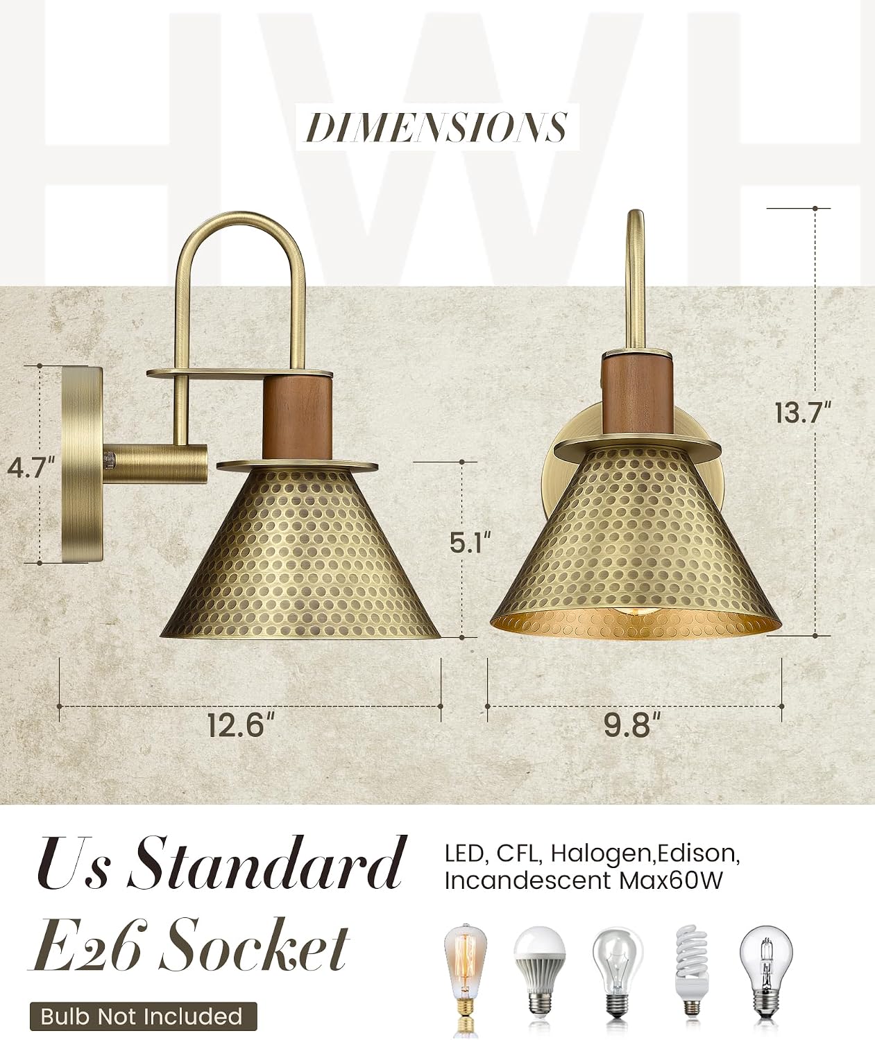 Antique Brass Industrial Wall Sconces 2 Pack