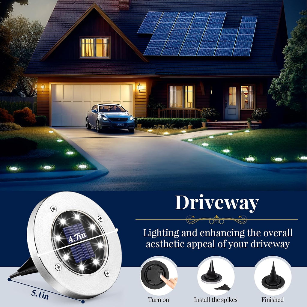 8 LED Solar Ground Lights 12 Pack