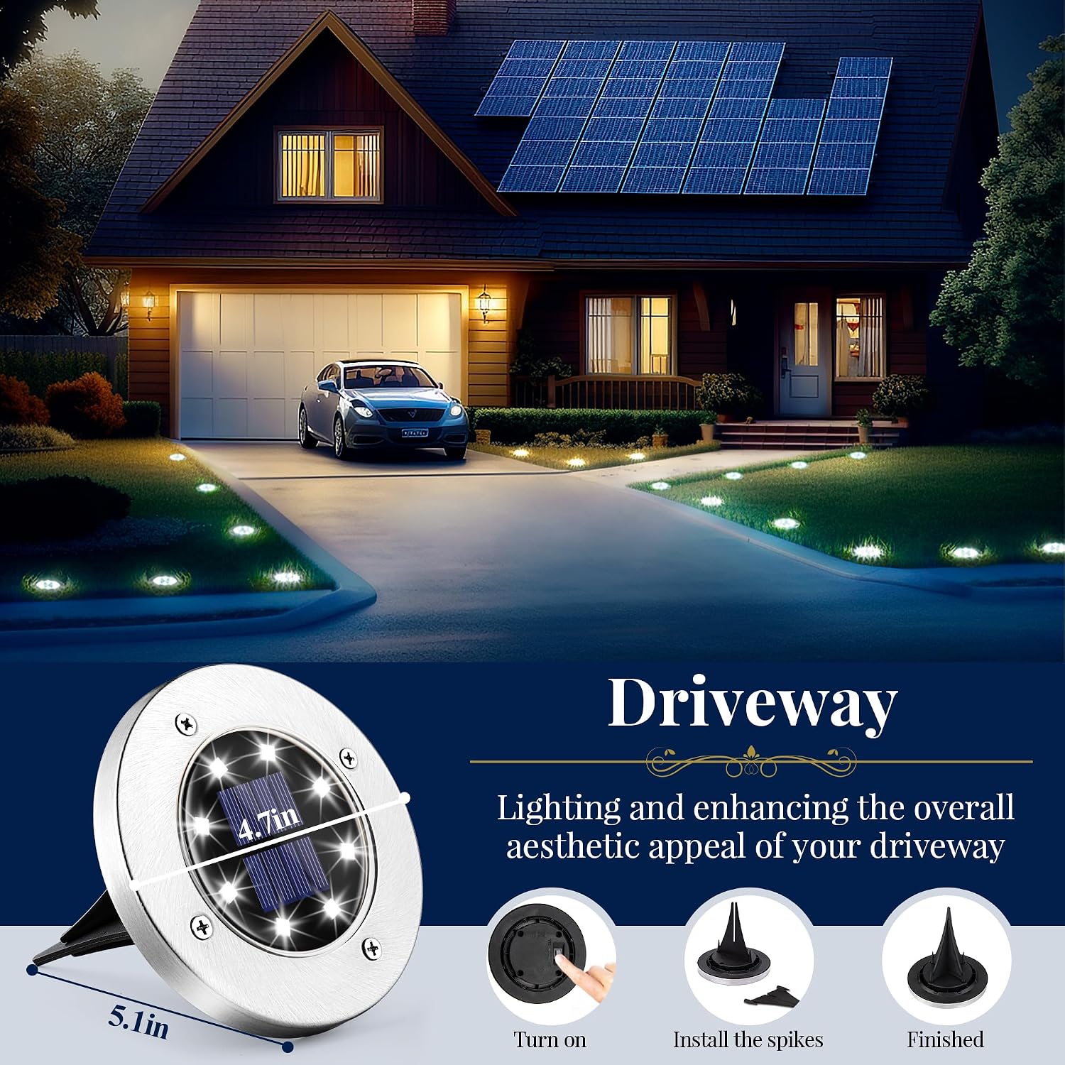 8 LED Solar Ground Lights 12 Pack