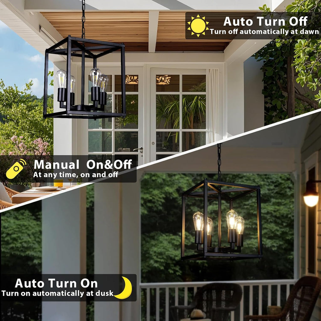 Farmhouse Solar Outdoor Pendant Chandelier