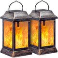 Bronze Flame Solar Lanterns, 2 Pack