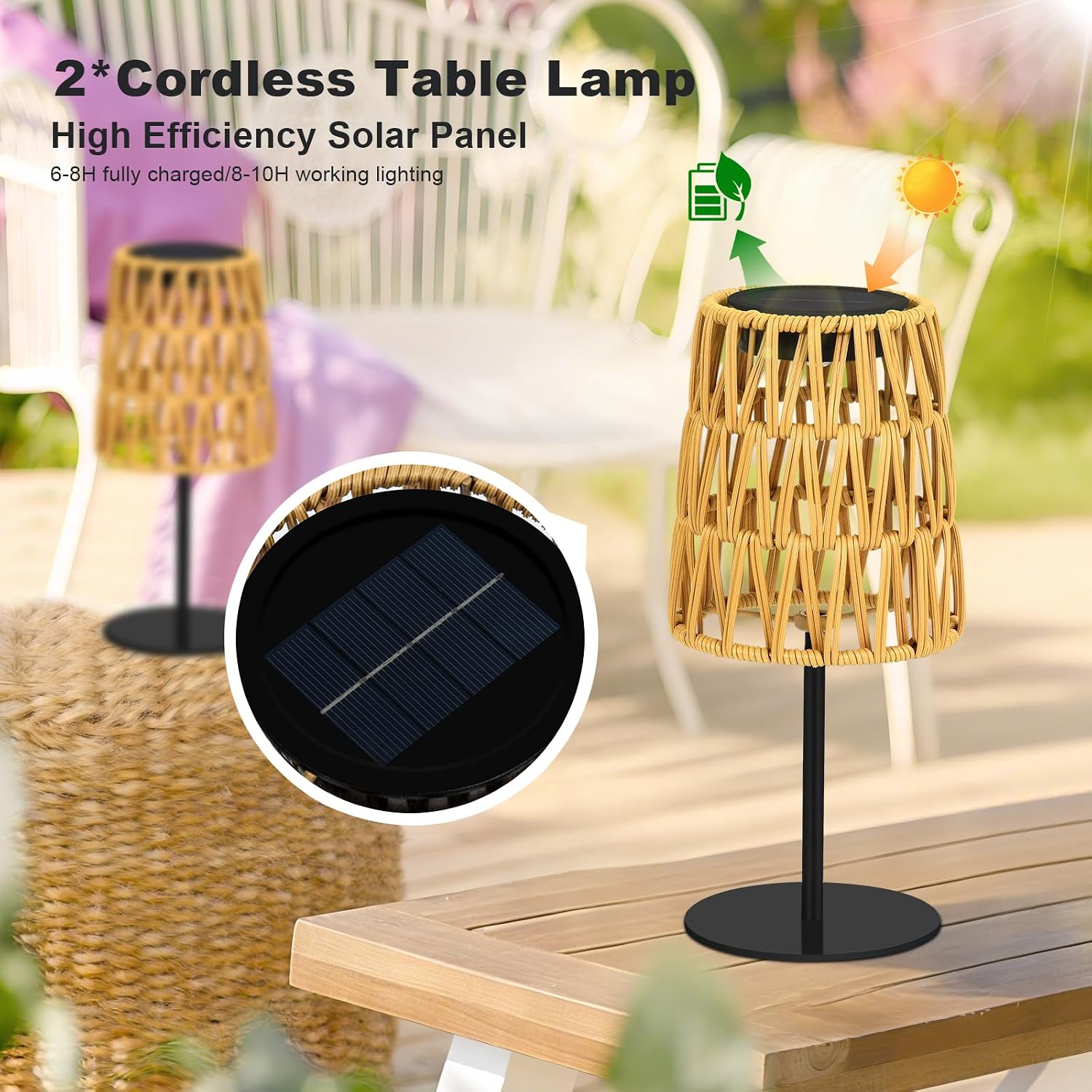 Rattan Solar Table Lamps (2 Pack)