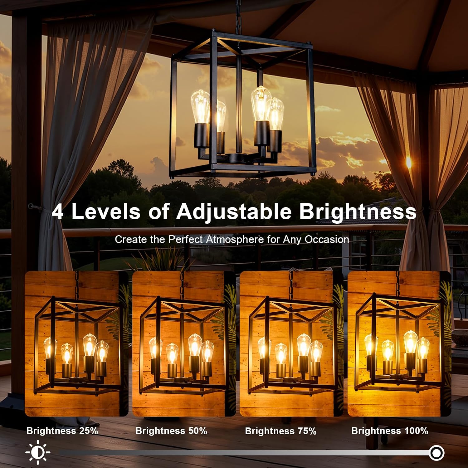 Farmhouse Solar Outdoor Pendant Chandelier