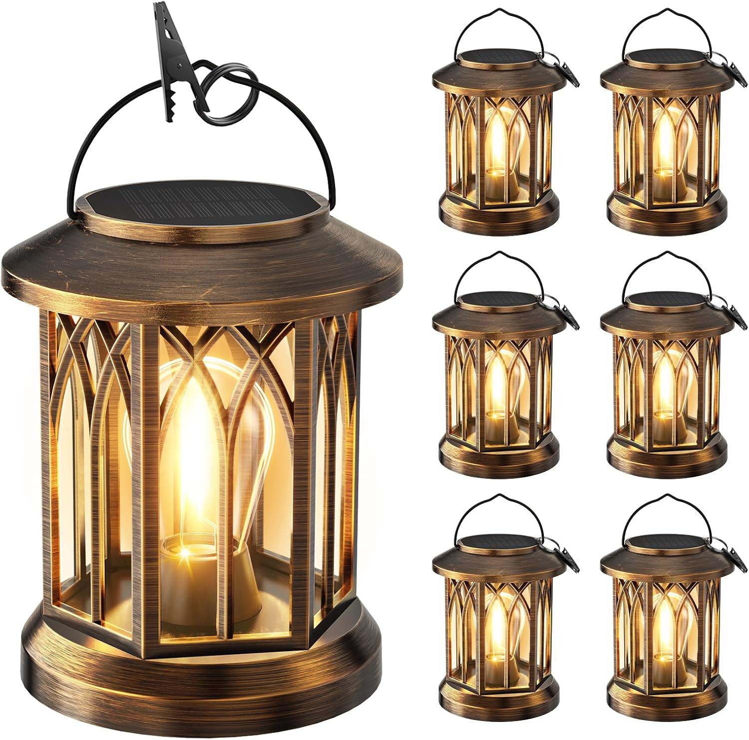 Antique Copper Clip Solar Lanterns 6 Pack