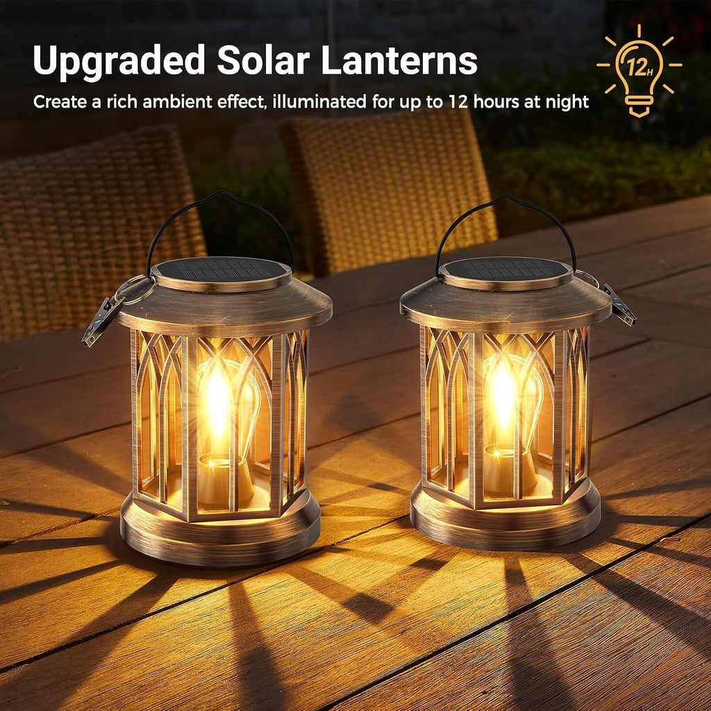 Antique Copper Clip Solar Lanterns 6 Pack