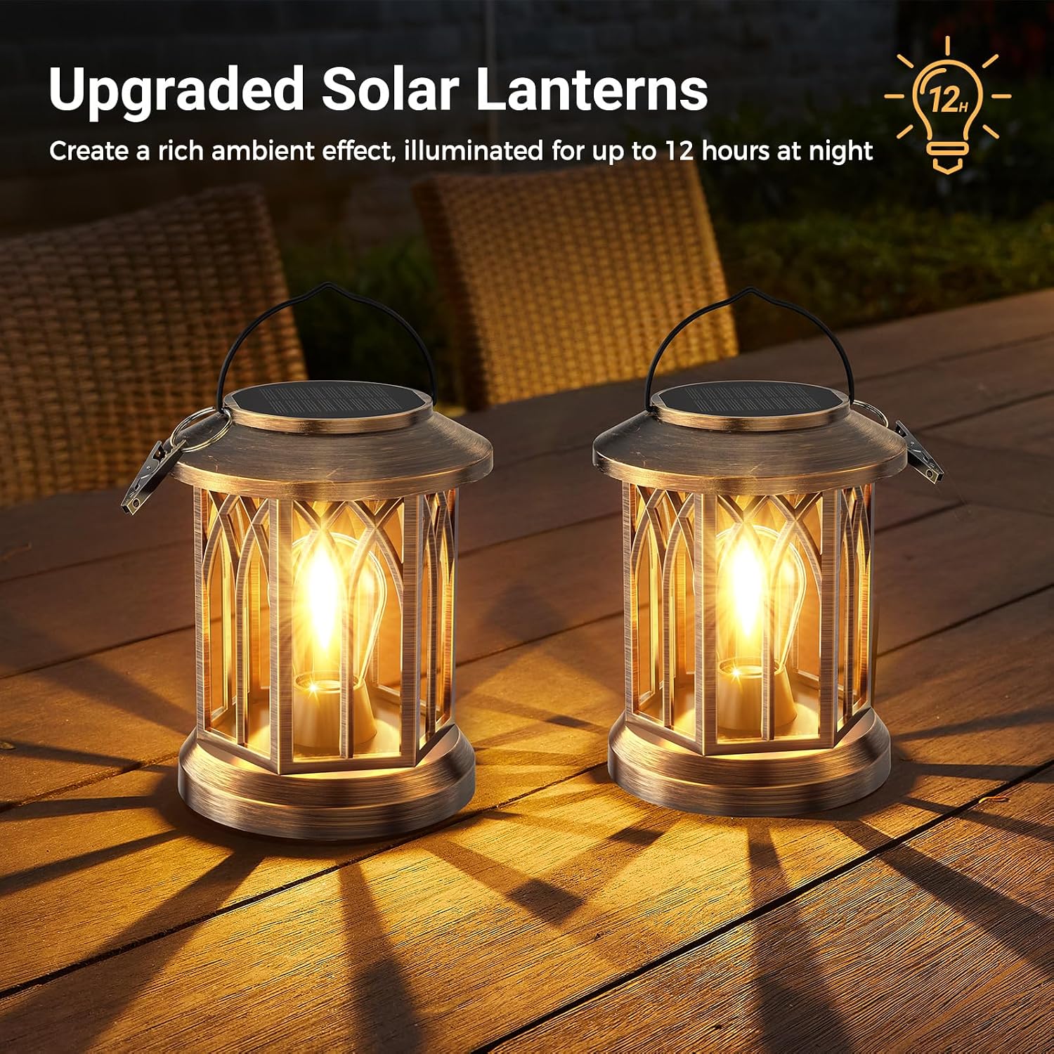 Antique Copper Clip Solar Lanterns 6 Pack