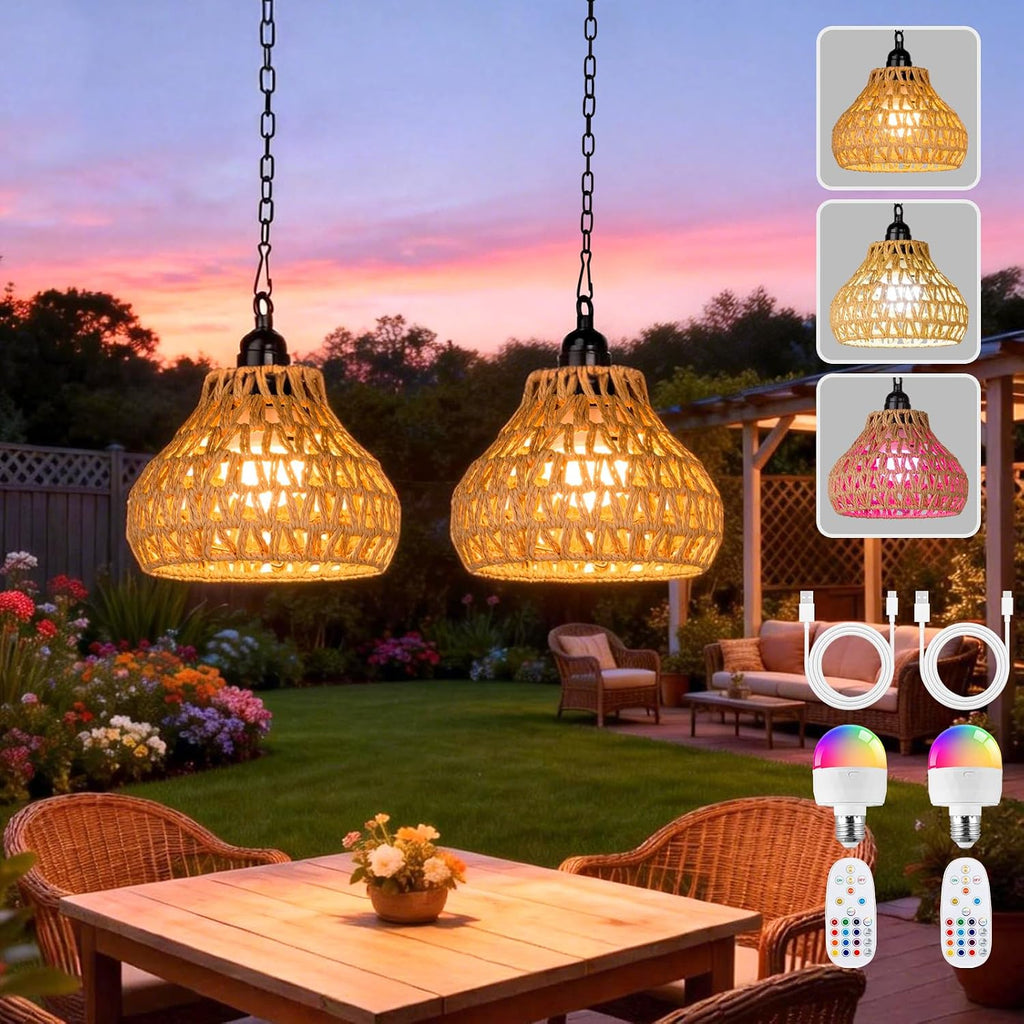 Remote Battery Outdoor Pendant 2 Pack