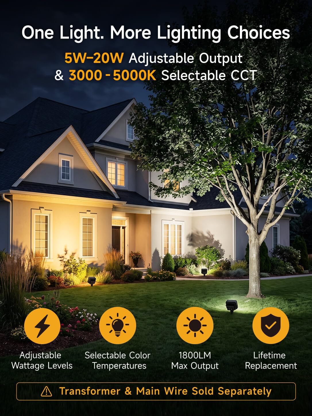 12V Adjustable CCT Landscape Flood Lights 4 Pack