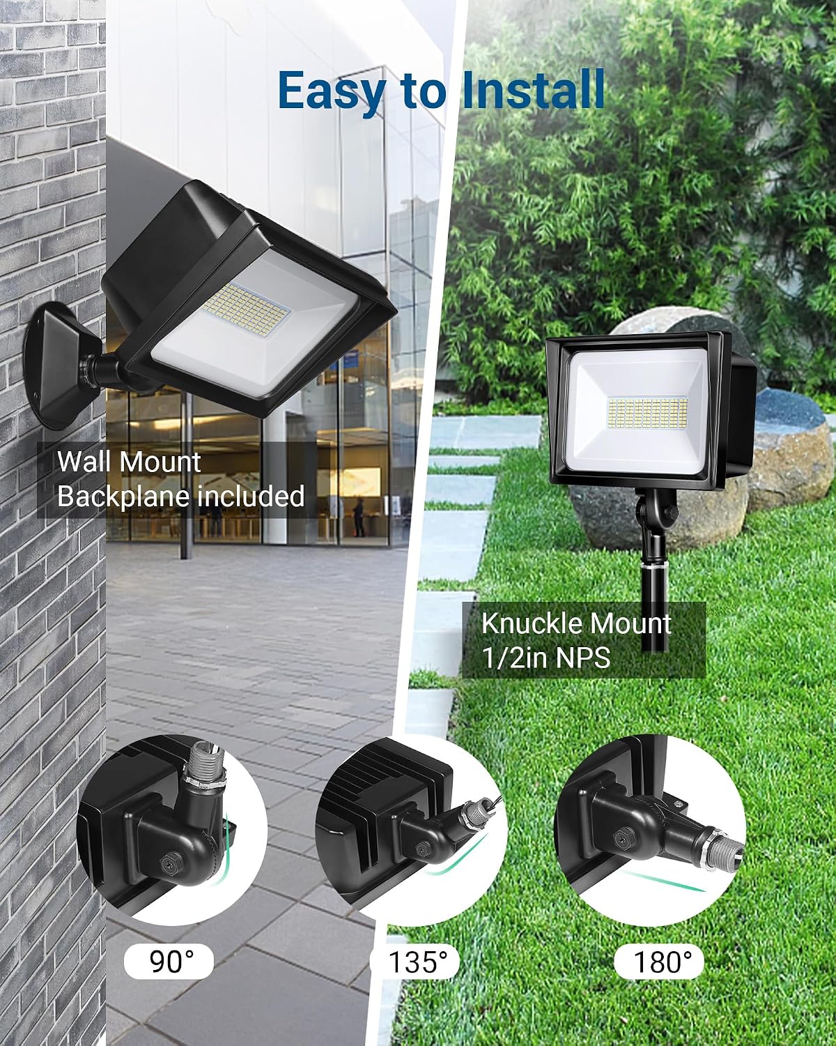 65W IP65 LED Security Flood Lights 2 Pack