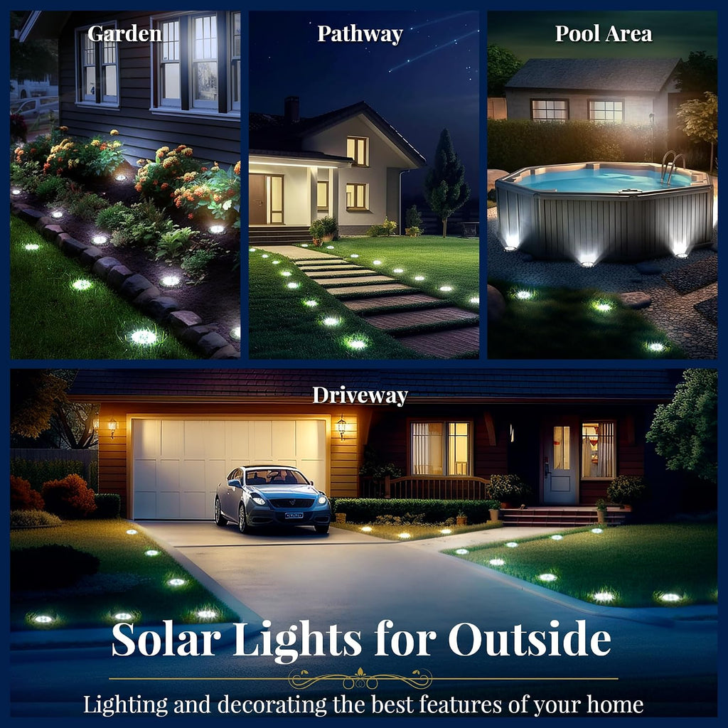 8 LED Solar Ground Lights 12 Pack