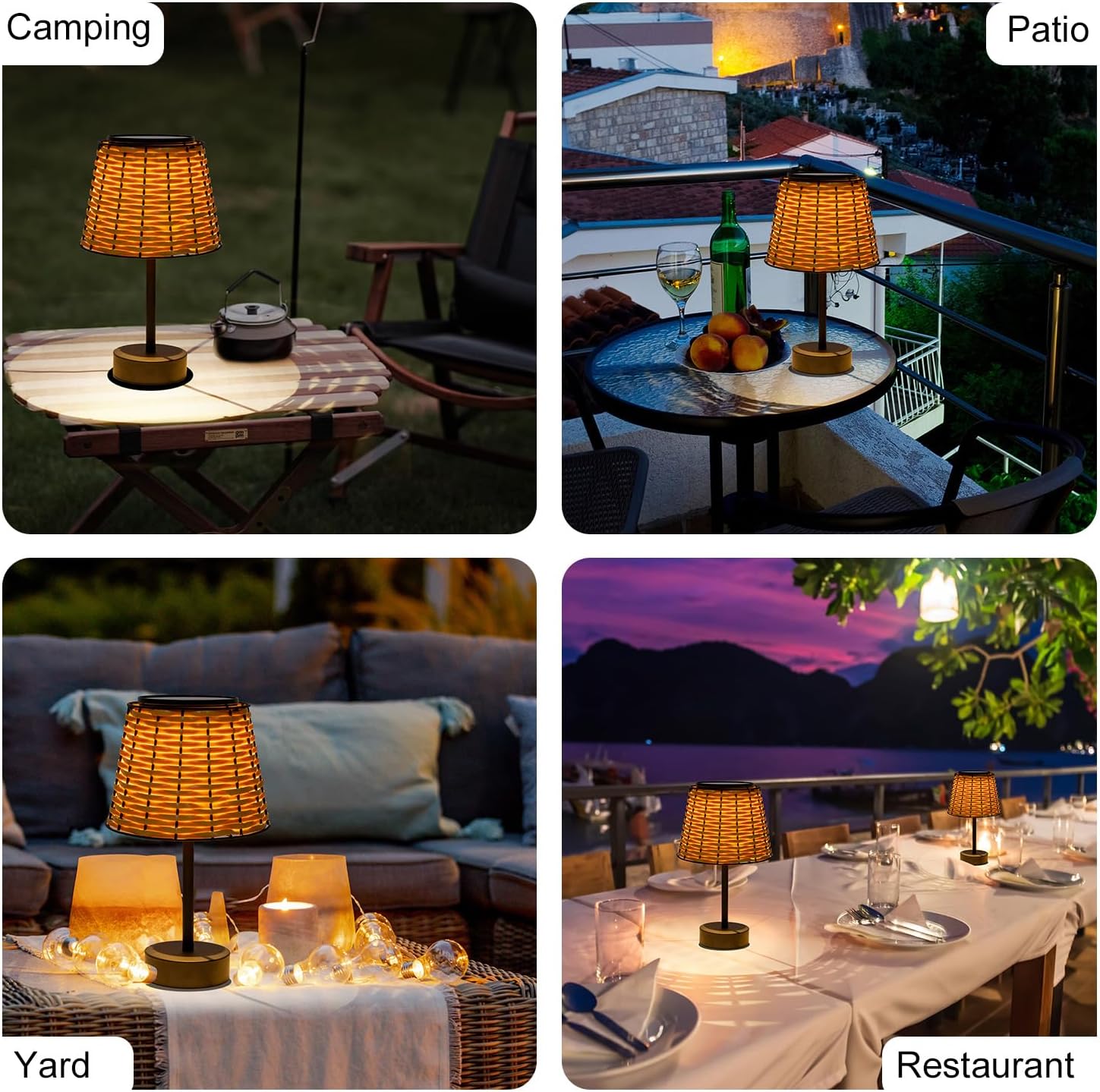 Brown Rattan Solar Table Lamp