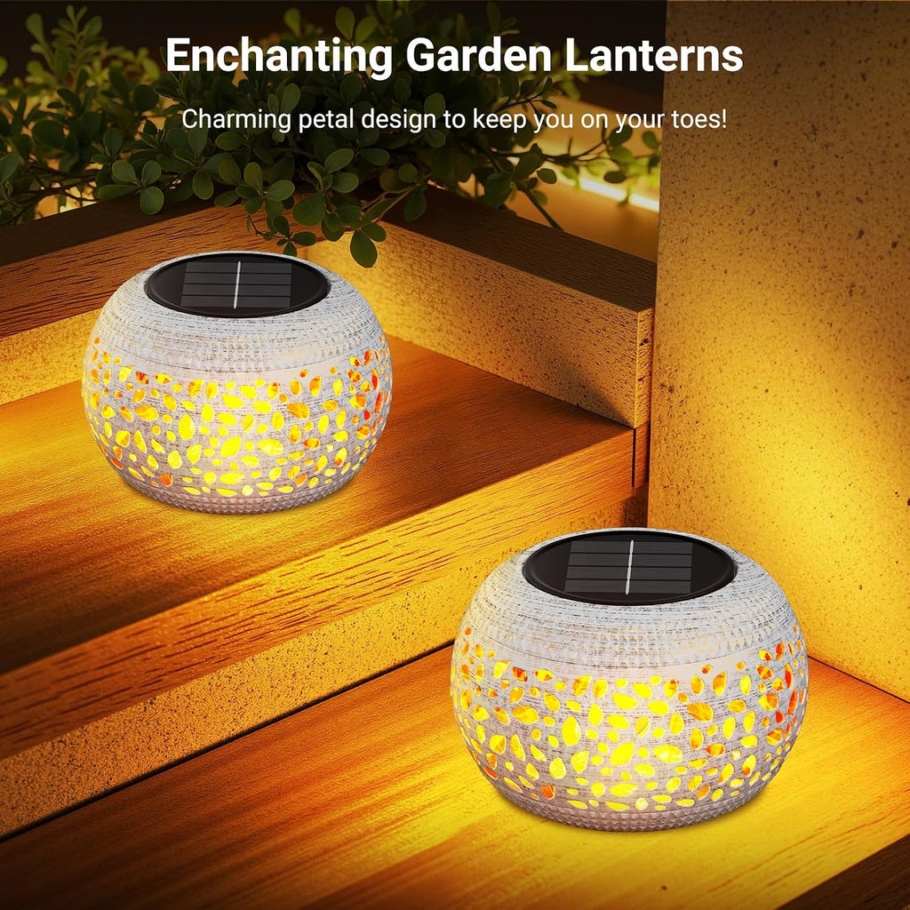 White Flame Solar Table Lantern