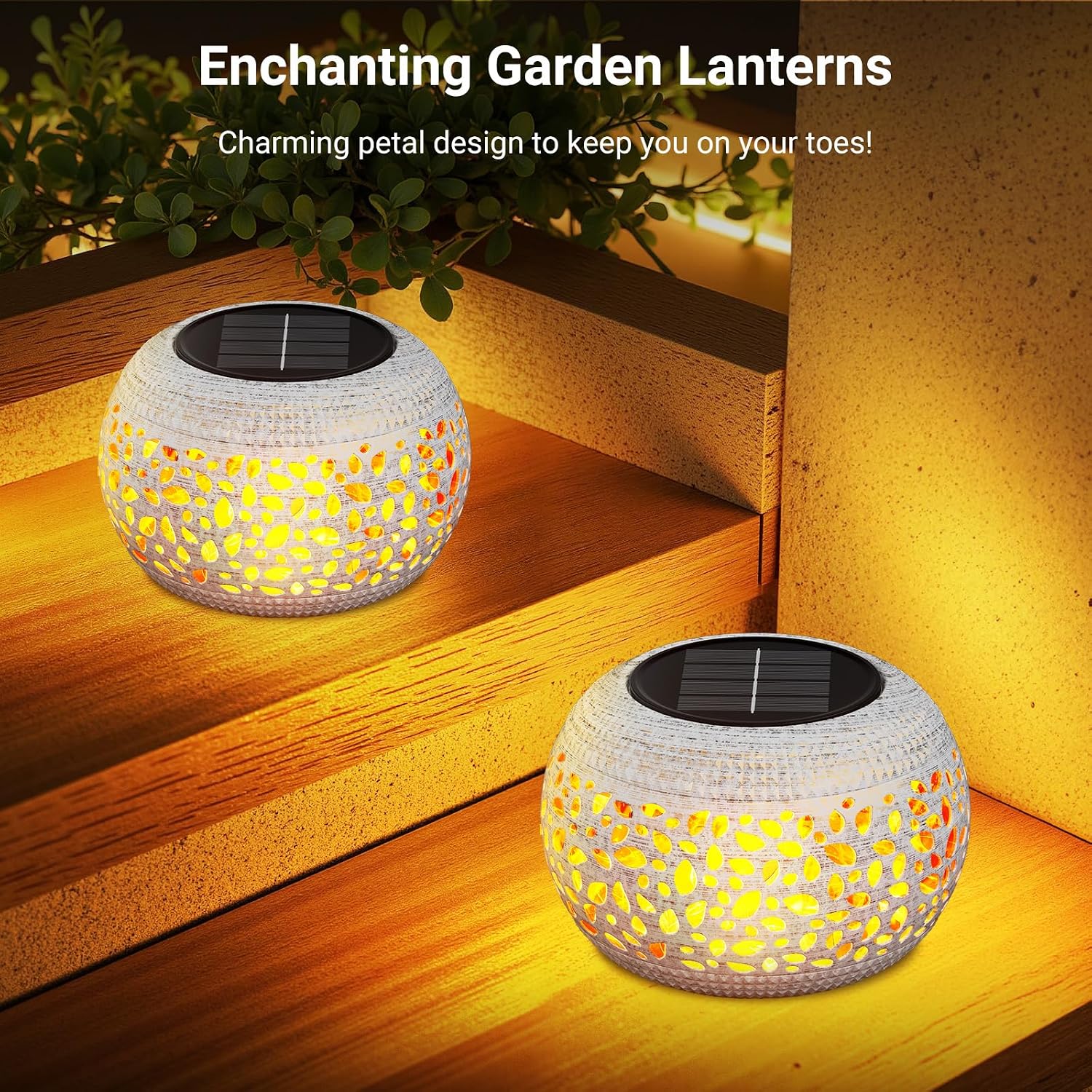 White Flame Solar Table Lantern