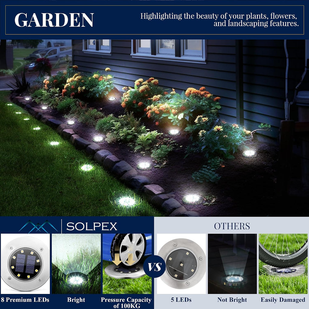 8 LED Solar Ground Lights 12 Pack