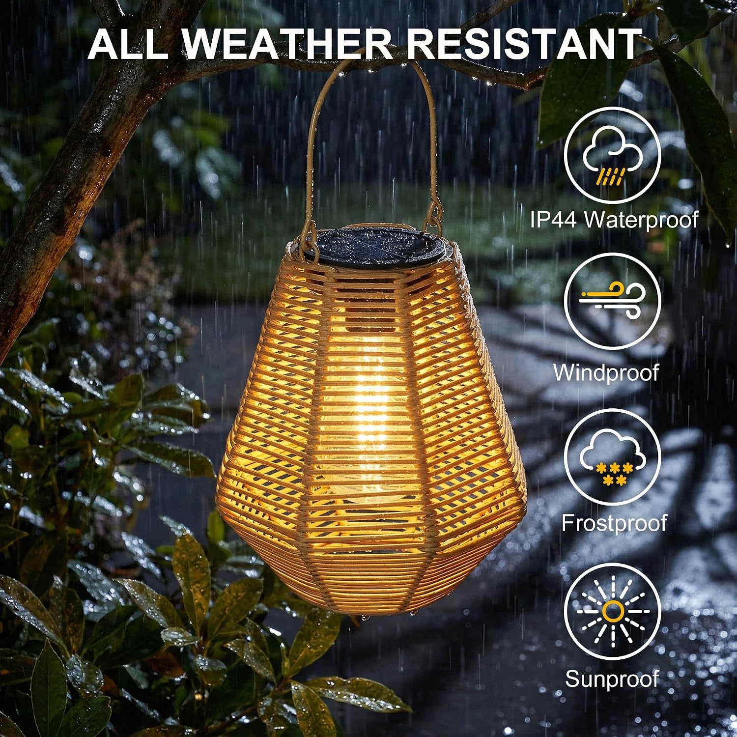 Rattan Edison Solar Lanterns 2 Pack