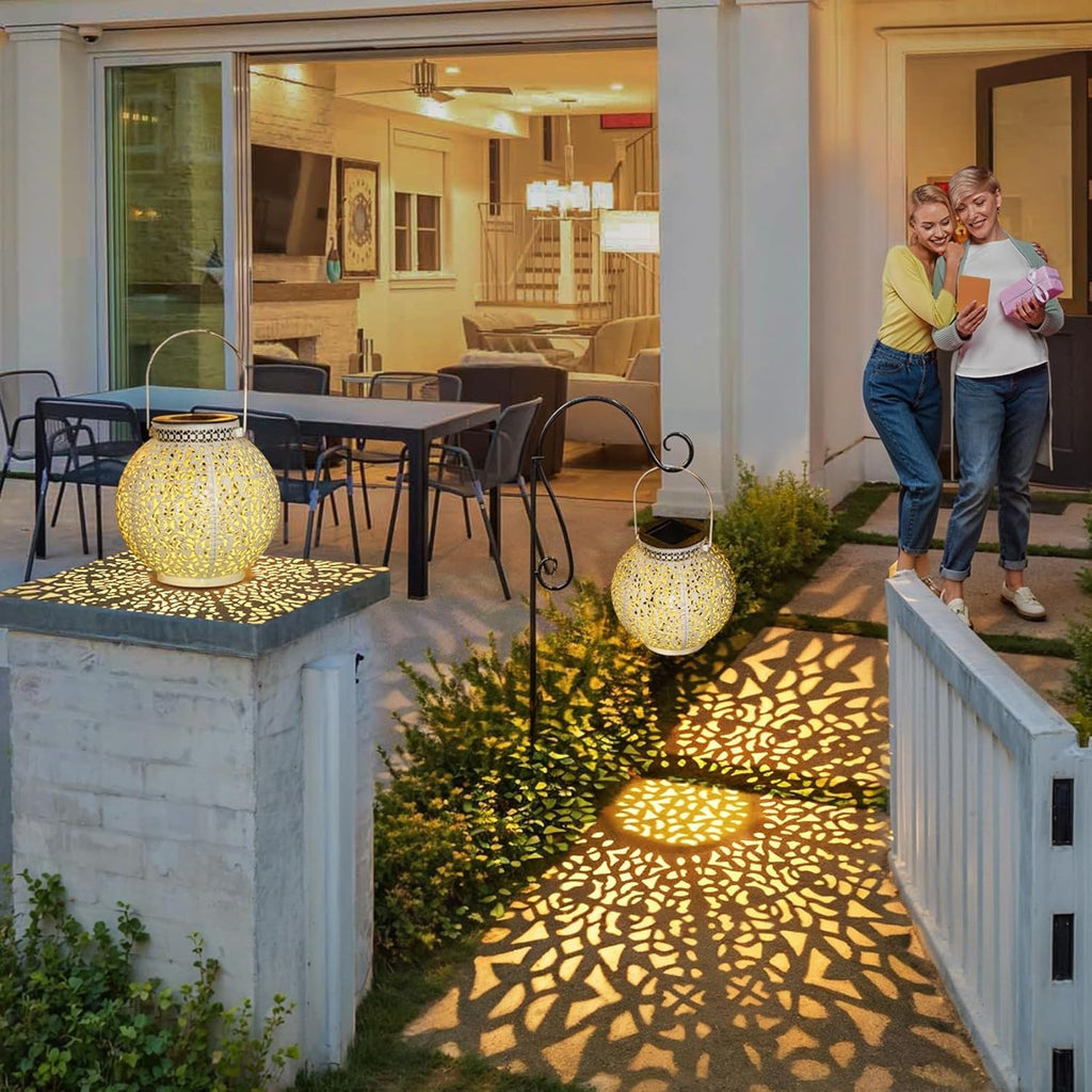 White Retro Solar Lanterns 2 Pack