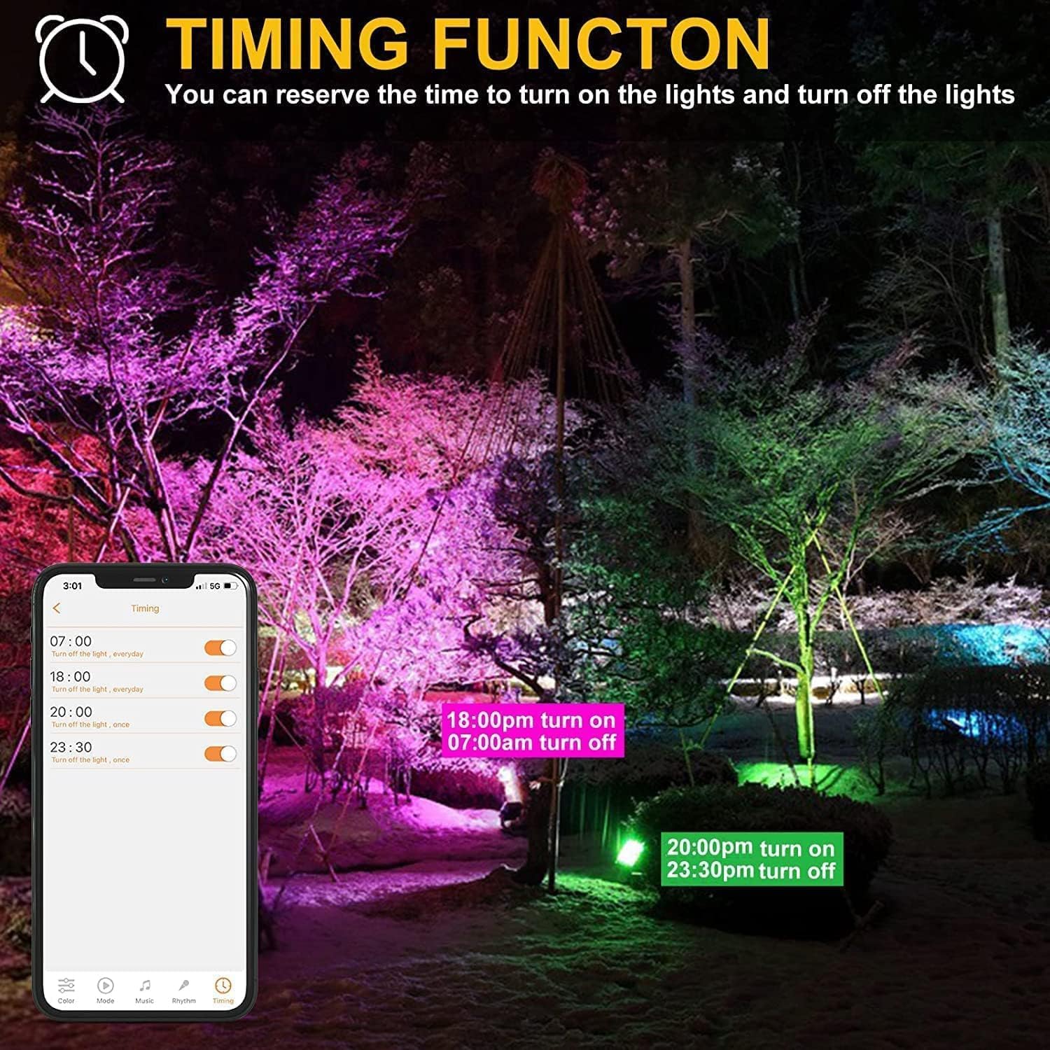 30W Bluetooth RGB Smart Flood Lights 6 Pack