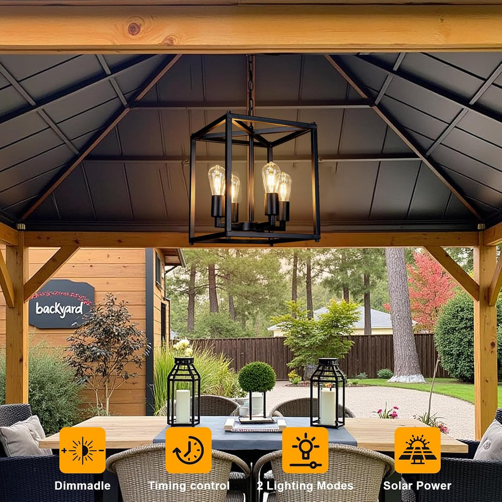 Farmhouse Solar Outdoor Pendant Chandelier