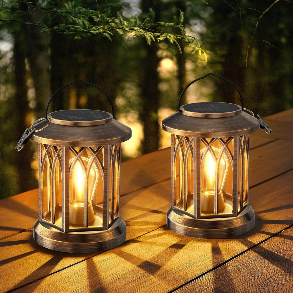 Antique Copper Clip Solar Lanterns 2 Pack