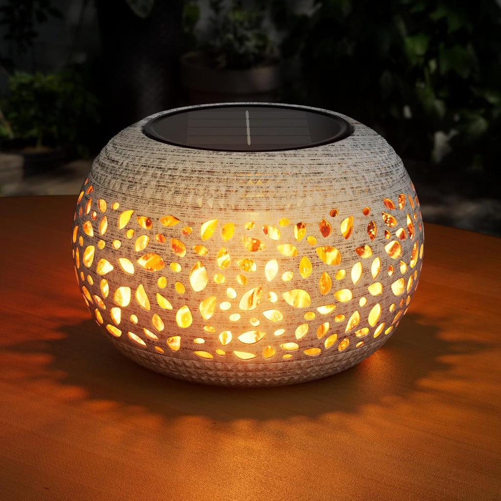 White Flame Solar Table Lantern